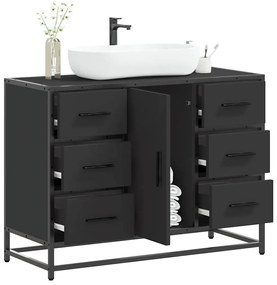Mobile Lavabo Bagno Nero 60x30x60 Cm Legno Multistrato /