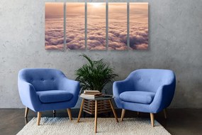 Quadri 5 pezzi – Tramonto dalla finestra dell'aereo