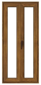 Finestra in PVC effetto legno rovere dorato L 100 x H 220 cm, 2 ante apertura a destra
