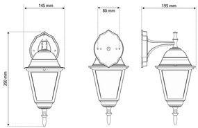 Applique Lanterna da Esterno IP54 E27 Bianca - Serie ALFIERI 1B