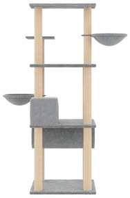 Albero per gatti con tiragraffi in sisal grigio chiaro 141 cm