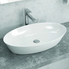 Lavabo ovale 60cm in ceramica Slim bianca |  Litos-0016 - KAMALU