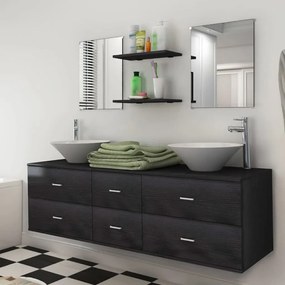 Mobili Da Bagno Con Lavabo Set 7 Pz Nero /