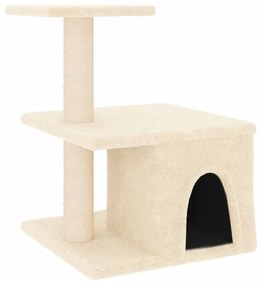 Albero per gatti con tiragraffi in sisal crema 48 cm