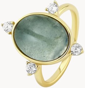 Anello placcato in oro con labradorite Neo