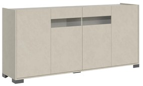 Madia e Credenza alta con Porta TV Riflesso bianco lucido e cashmere, Cashmere / Madia / 3
