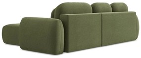 Divano angolare verde allungabile/con contenitore (con penisola a destra/con chaise lounge) con rivestimento in bouclé Pele – Makamii