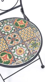 Set bistrot da arredo esterno tavolino 60 cm e sedie pieghevoli effetto maiolica Naxos Bizzotto