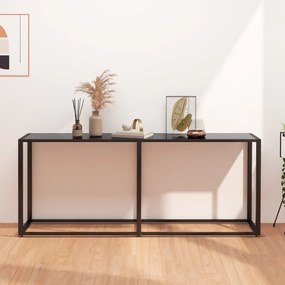Tavolo Consolle Nero 180x35x75,5 Cm İn Vetro Temperato /