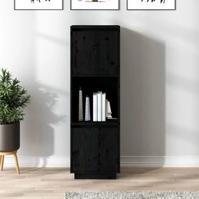 Credenza Nera 38x35x117 Cm İn Legno Massello Di Pino /