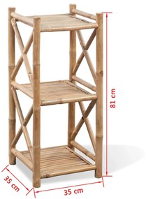 Scaffale a 3 piani in legno di bambù