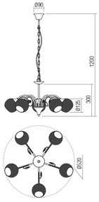 Redo 02-973 - Lampadario a sospensione con catena ASPERA 5xE14/28W/230V nero