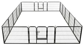 Box per cani con 16 pannelli in acciaio 60x80 cm nero