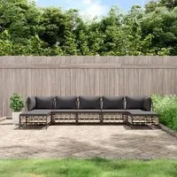 Set Divani da Giardino 7 pz con Cuscini Antracite in Polyrattan 3186783