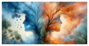 Quadro su tela – Volti nelle chiome degli alberi