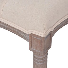 Panca in legno massello e lino 150x40x48 cm bianco crema