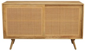 Credenza in legno massello di mango e motivo a intreccio in rattan 2 ante scorrevoli L135 cm ACANGE