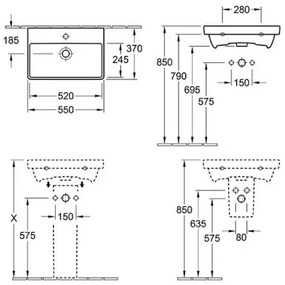 Villeroy & Boch 4A005501 - Lavabo sospeso AVENTO 55x37 cm ceramica/bianco