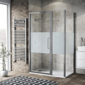 Box doccia con ingresso frontale saloon L 120 x H 195 cm, in vetro smerigliato SP. 6 mm, profilo cromato Record