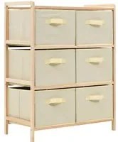 246439 Storage Rack with 6 Fabric Baskets Cedar Wood Beige cod mxl 49618