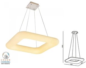 Lampada Led A Sospensione Moderno Quadrata CCT 600X600mm 42W Dimmerabile Telecomando 3 In 1 SKU-3963