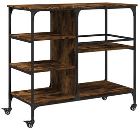 Carrello da cucina rovere fumo 100x45x89,5 cm legno multistrato