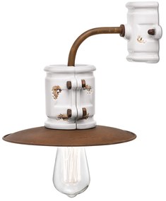 Applique Vintage Urban Ferro E Ceramica Bianco 1 Luce E27 25Cm
