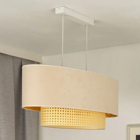 Duolla - Lampadario a sospensione con filo DOUBLE OVAL RATTAN 2xE27/15W/230V color crema/rattan