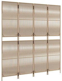 Divisorio per ambienti a 4 pannelli beige in polyrattan
