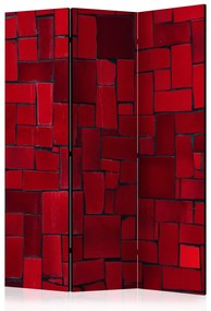 Paravento separè Immagine rossa (3 parti) - mosaico di mattonelle color cremisi