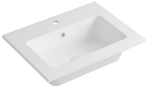 Lavabo a incasso rettangolare L 60.5 x H 14 x P 46 cm in resina bianco lucido