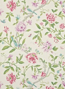 Sanderson Carta da parati Porcelain Garden - Magenta/ Leaf Green