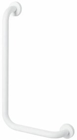 Corrimano angolare di sicurezza 35x65 cm con montante a sinistra in acciaio bianco