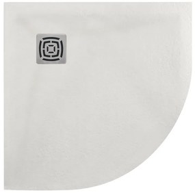 Piatto doccia in resina semicircolare FS25 bianco L 80 x L 80 x H 3 cm effetto pietra
