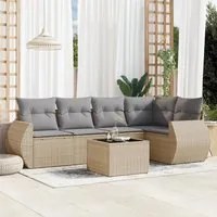 Set Divano da Giardino 6 pz con Cuscini Beige in Polyrattan 3221338