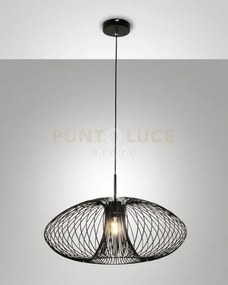 Fassa lampadario a sospensione nera 1 luce attacco e27 d.60cm