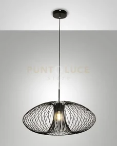 Fassa lampadario a sospensione nera 1 luce attacco e27 d.60cm