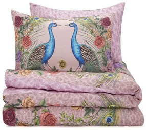 Set copripiumino e federa rosa in raso di cotone per letto singolo 135x200 cm Xanadu Peacock – Matthew Williamson