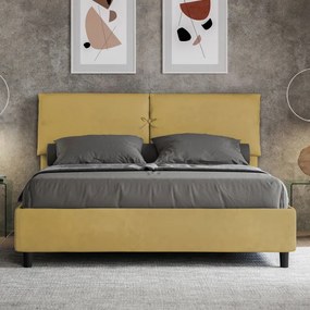 Letto contenitore da 160x190 in microfibra ocra Mados