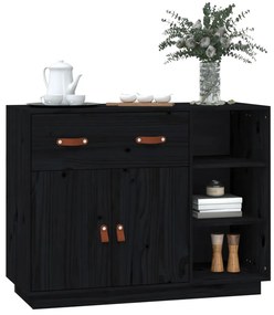 Credenza nera 98,5x40x75 cm in legno massello di pino