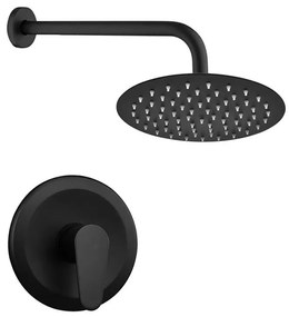 Set doccia incasso Lizzy nero opaco con braccio e soffione tondo 25 cm