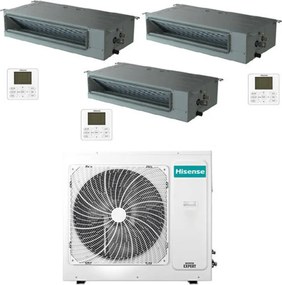 Climatizzatore Condizionatore Hisense Canalizzabile R32 Trial Split Inverter 9000 + 9000 + 18000 BTU con U.E. 4AMW81U4RJC Classe A++/A+