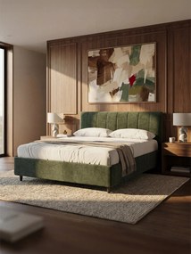 ONYX letto imbottito con vano contenitore e testiera verticale in tessuto certificato Oeko-Tex®