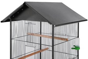 Gabbia per uccelli in acciaio con tetto 66x66x155 cm
