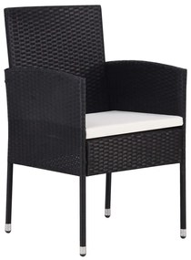 Set da pranzo da giardino 3 pz in polyrattan nero