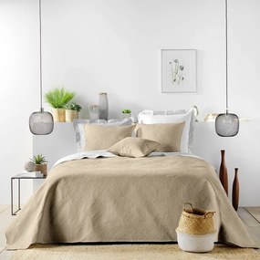 Set con copriletto e federa beige in microfibra con rivestimento trapuntato 240x220 cm Romane – douceur d'intérieur