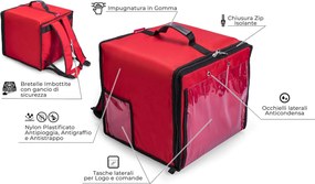 Zaino Borsa Termica Porta Pizze da Asporto 10 Cartoni Safemi Fast 10 Rosso...