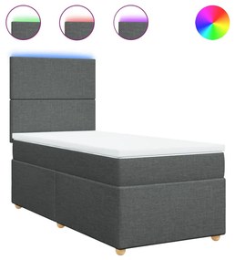 Giroletto a molle con materasso grigio scuro 90x200 cm tessuto