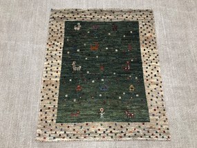 Gabbeh Tappeto persiano 120x100 Verde (Iran) Annodato A Mano