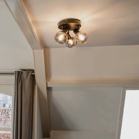 Faretto da soffitto intelligente nero con vetro fumé incl. 3 Wifi P45 - Vidro